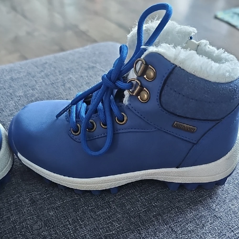 Mishansha Kids Boots Blue Shera Fur White Toddler Boy Girl Winter Outdoor Size 9